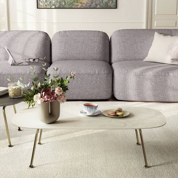 Table basse Low piètement doré Natuzzi